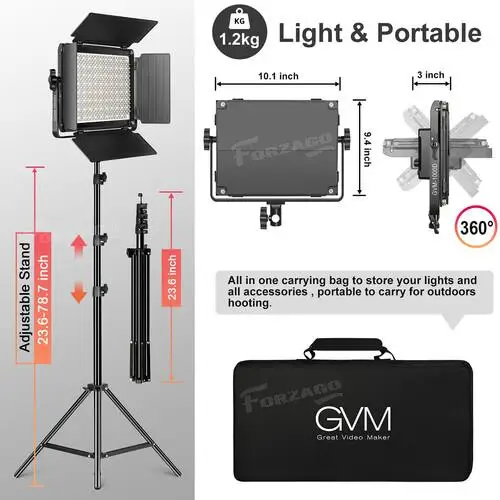 GVM 1000D Photography Lighting от 3200 до 5600K RGB LED Video Light С приложением Управления Bluetooth Для Студийной Трансляции Фильмов 5