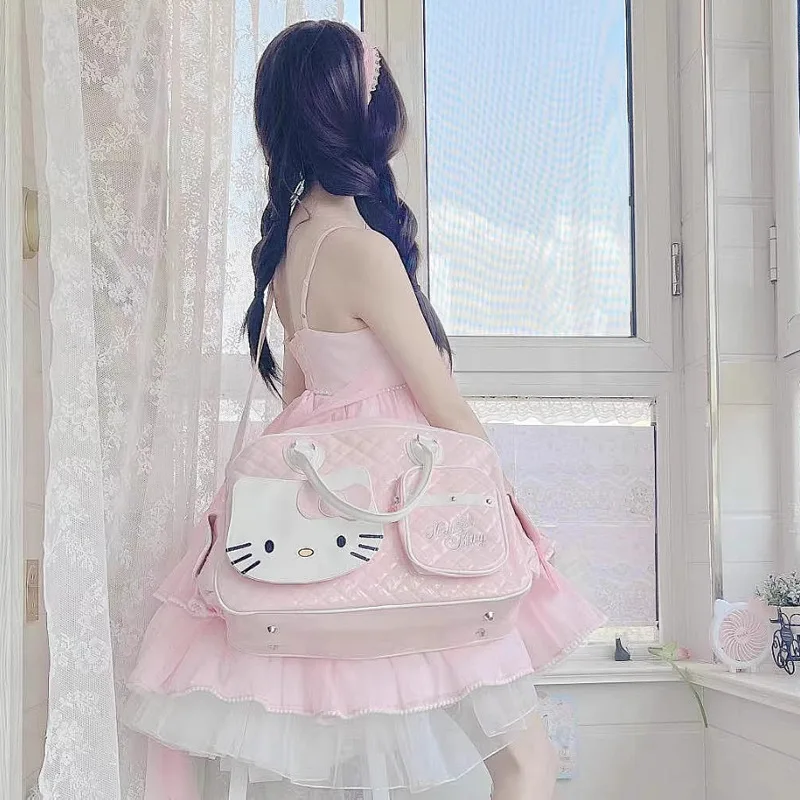 Hello Kitty Sanrio Плюшевая Кавайная мультяшная милая Красотка из искусственной кожи очень большой емкости, сумка через плечо, плюшевая игрушка из аниме для девочки в подарок 4