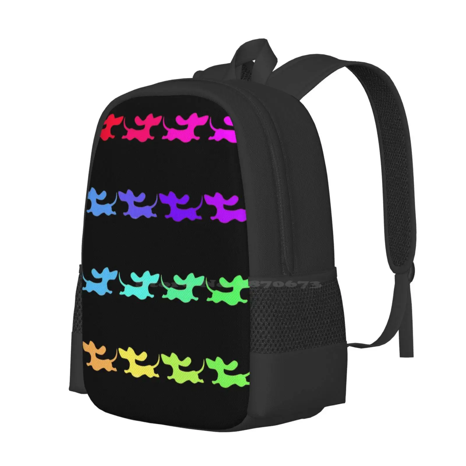 M?Ykkyloikka! Сумка с рисунком Студенческий рюкзак Dachshund Doxie Красочные Радужные Волдоги 1