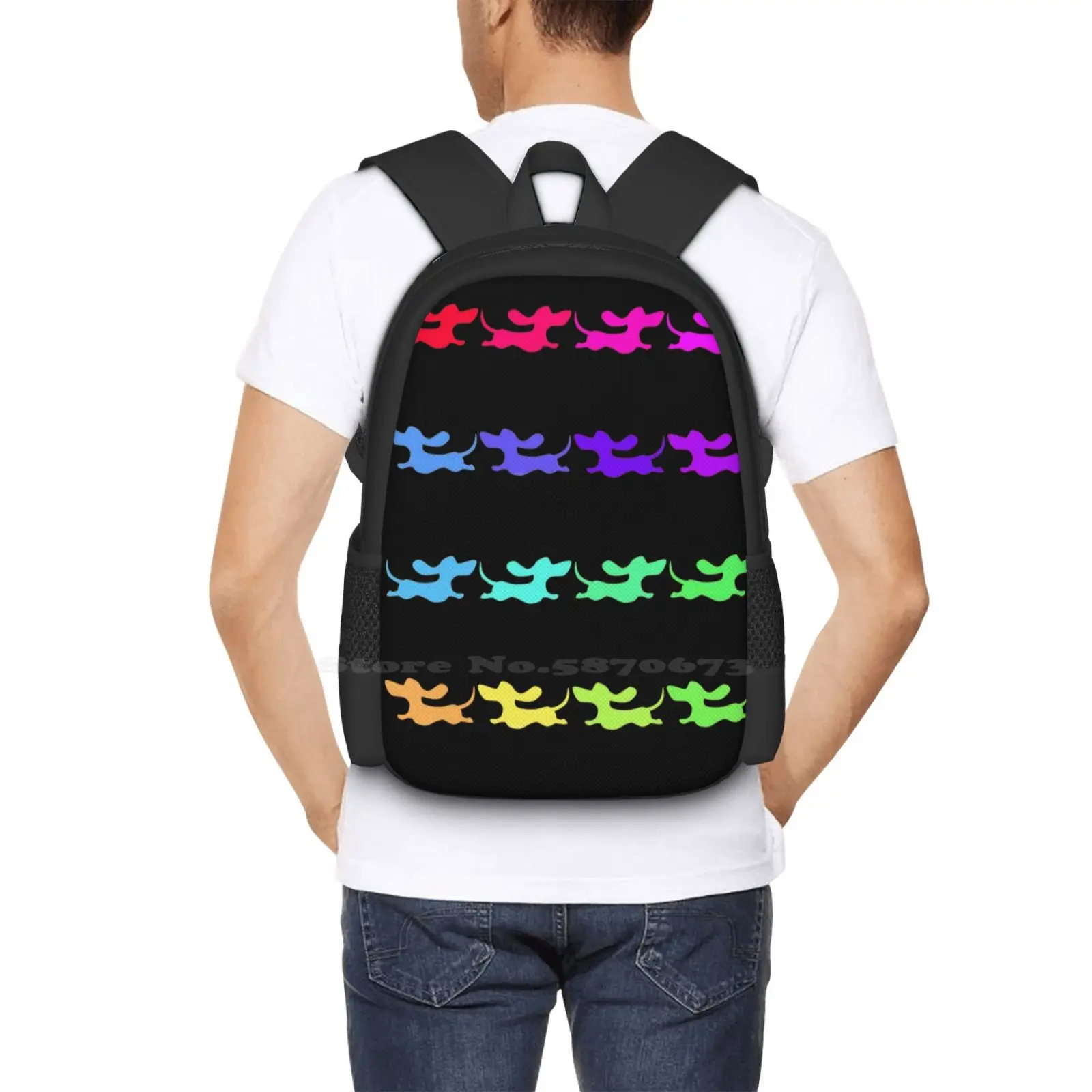 M?Ykkyloikka! Сумка с рисунком Студенческий рюкзак Dachshund Doxie Красочные Радужные Волдоги 5
