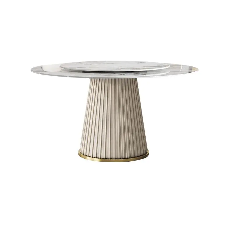 Moderne minimaliste haut de gamme léger luxe table à manger ronde maison ardoise table à manger chaises Combo 5