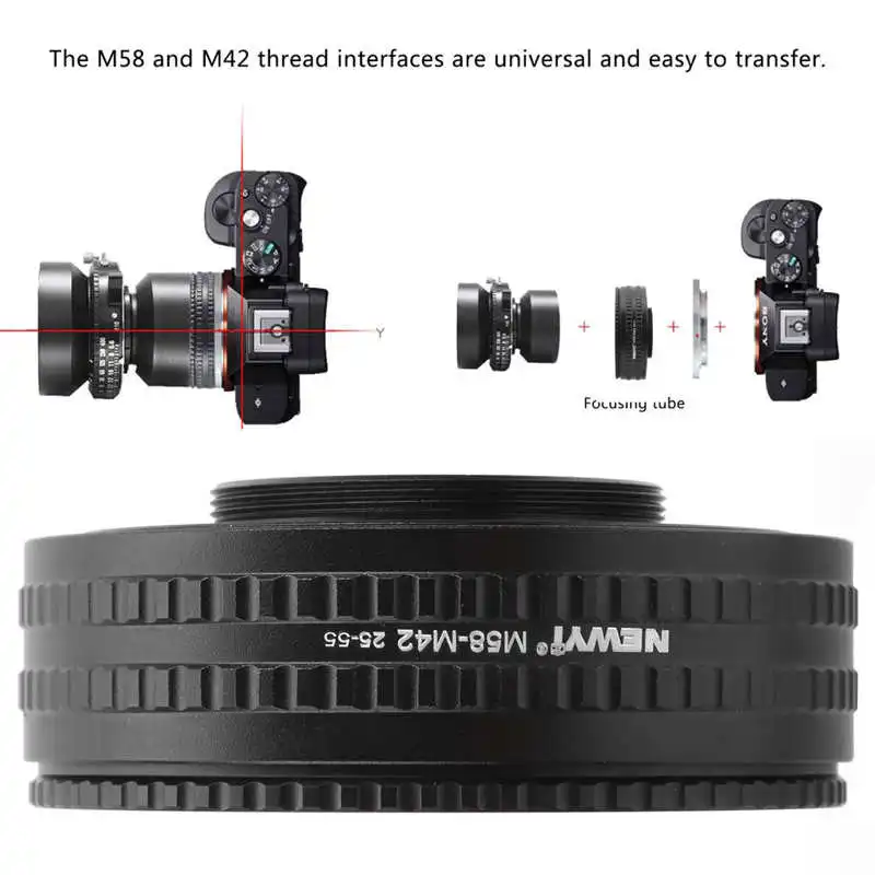 NEWYI M58-M42 25-55 мм Камера С Регулируемой Фокусировкой, Геликоидальный Адаптер, Удлинитель Для Макросъемки, аксессуары для фотосъемки 5