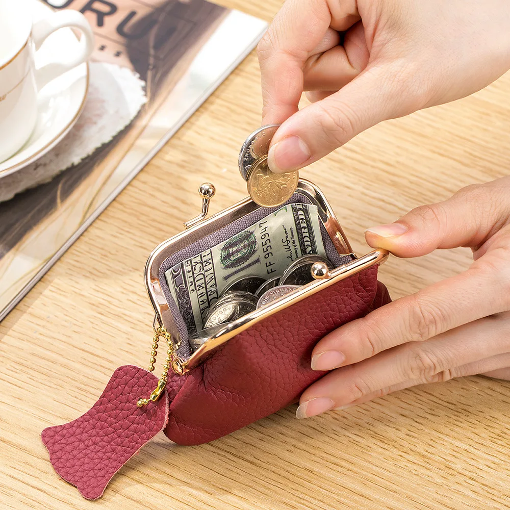 Royal Bagger Маленький винтажный кошелек для монет для женщин, сумки для хранения из натуральной коровьей кожи, мини-простая сумка-клипса в европейском стиле 2027 г. 3