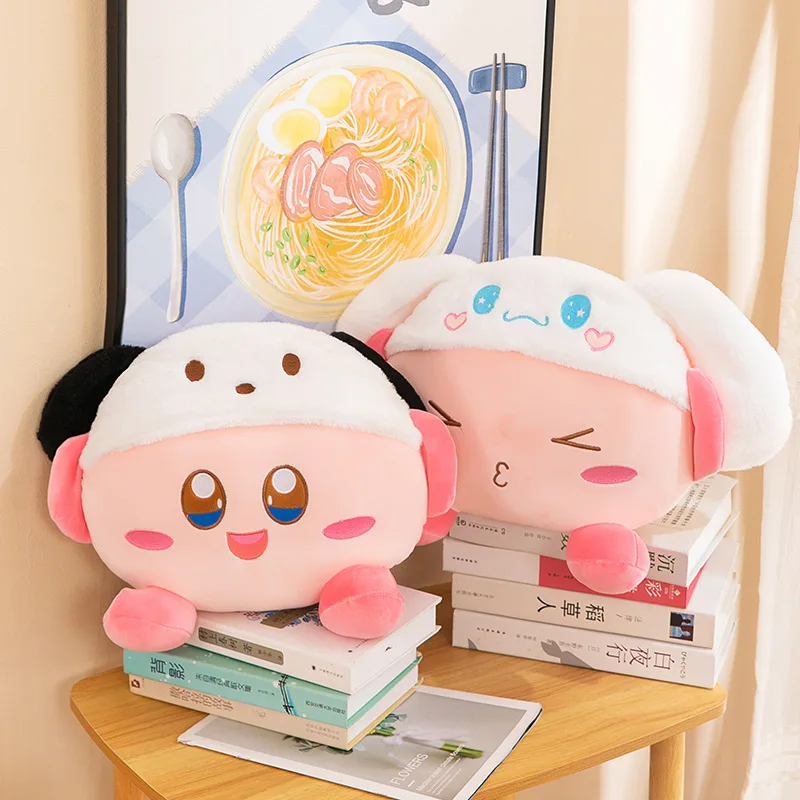 Sanrio Kawaii Kirby Cos Cinnamoroll Pochacco Плюшевая игрушка Кукла с набивным рисунком, Милая подушка, Мягкий декор комнаты, подарок Peluche 2