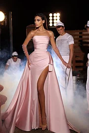 SoDigne Розовые платья для выпускного вечера в Саудовской Аравии, сексуальное вечернее платье русалки без бретелек с разрезом, кружевные платья для особых случаев, вечерние женские платья 1