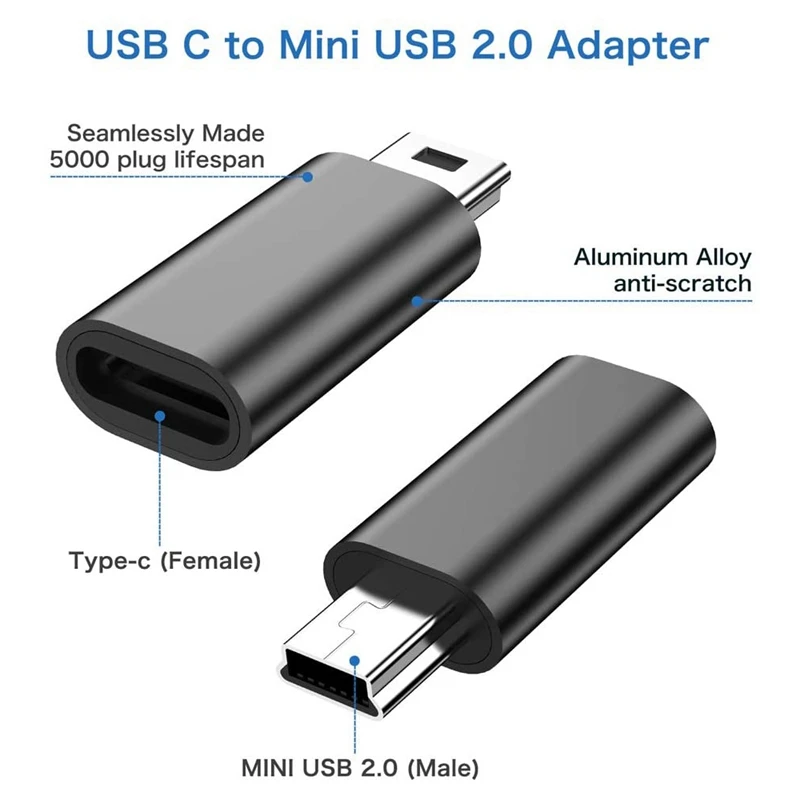 Адаптер USB C к Mini USB 2.0 Type C Женский к Mini USB мужской адаптер для преобразования MP3 плееров Gopro в видеорегистраторы 5