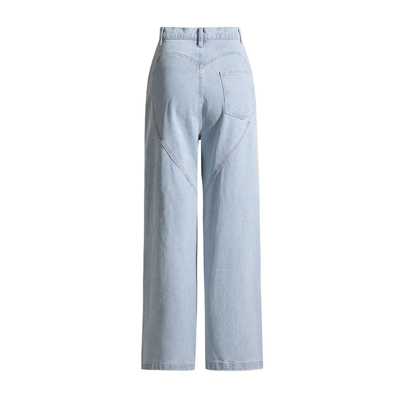 Весна / лето 2023, новые широкие джинсы, женские брюки с высокой талией и украшенным бриллиантами бисером, которые кажутся маленькими и 3
