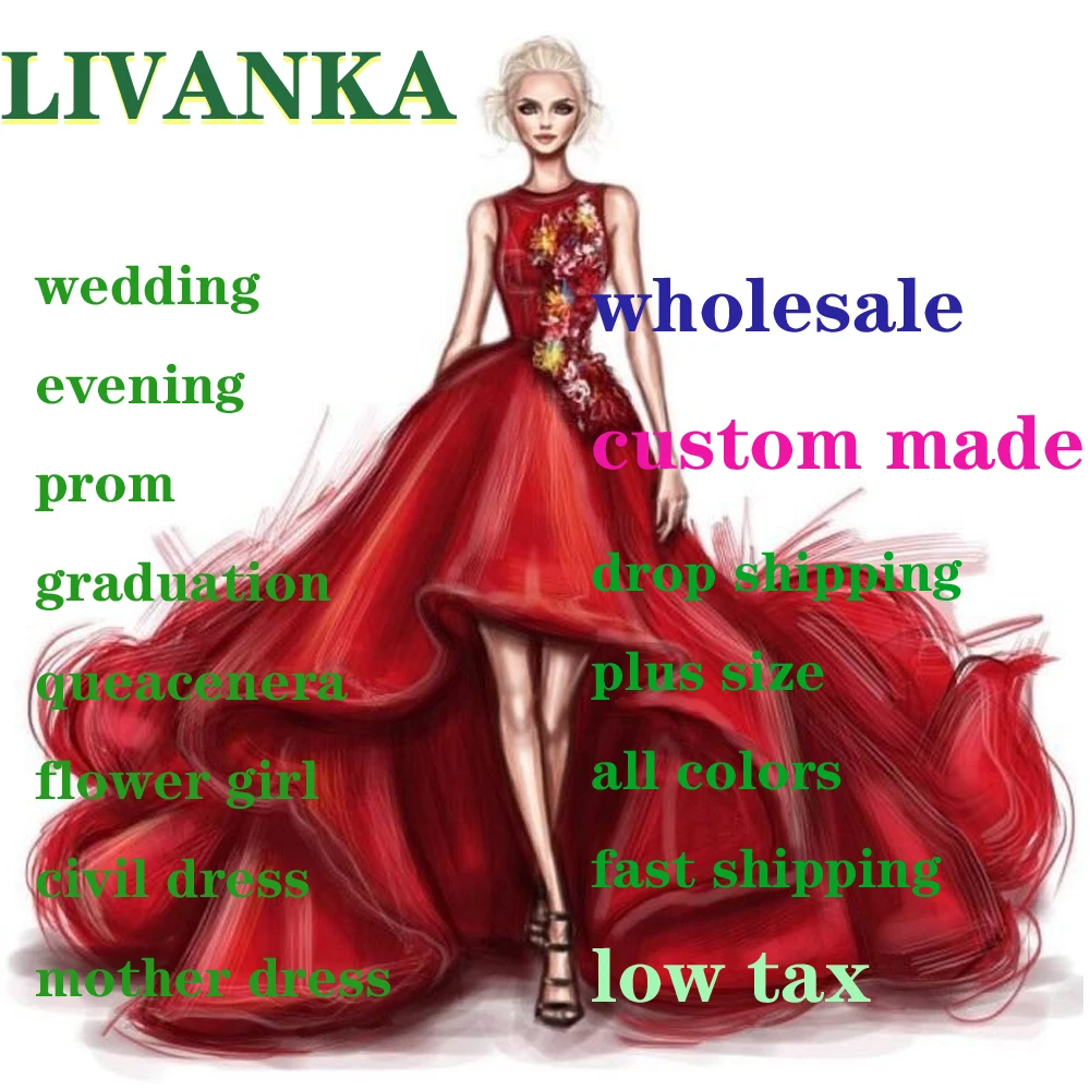 Вечерние платья LIVANKA с привлекательным V-образным вырезом и воланами в виде русалки Для свадьбы, кружевные вечерние платья на молнии в складку, сшитые на заказ 2