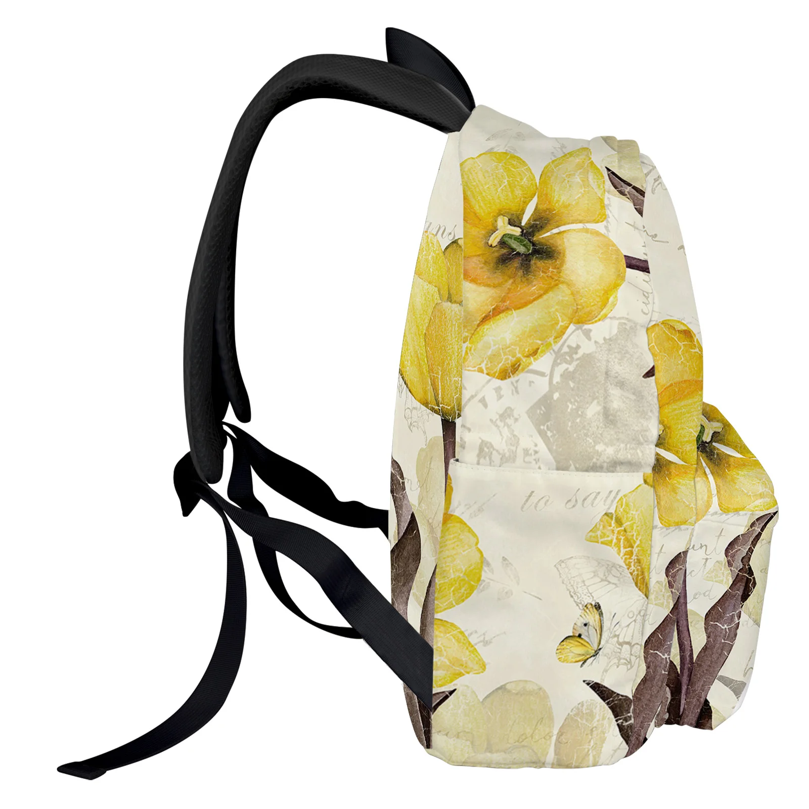Винтажные цветы, бабочки, Желтые тюльпаны, рюкзак, школьные сумки для подростков, Студенческая сумка для ноутбука, Женский повседневный рюкзак для путешествий 1