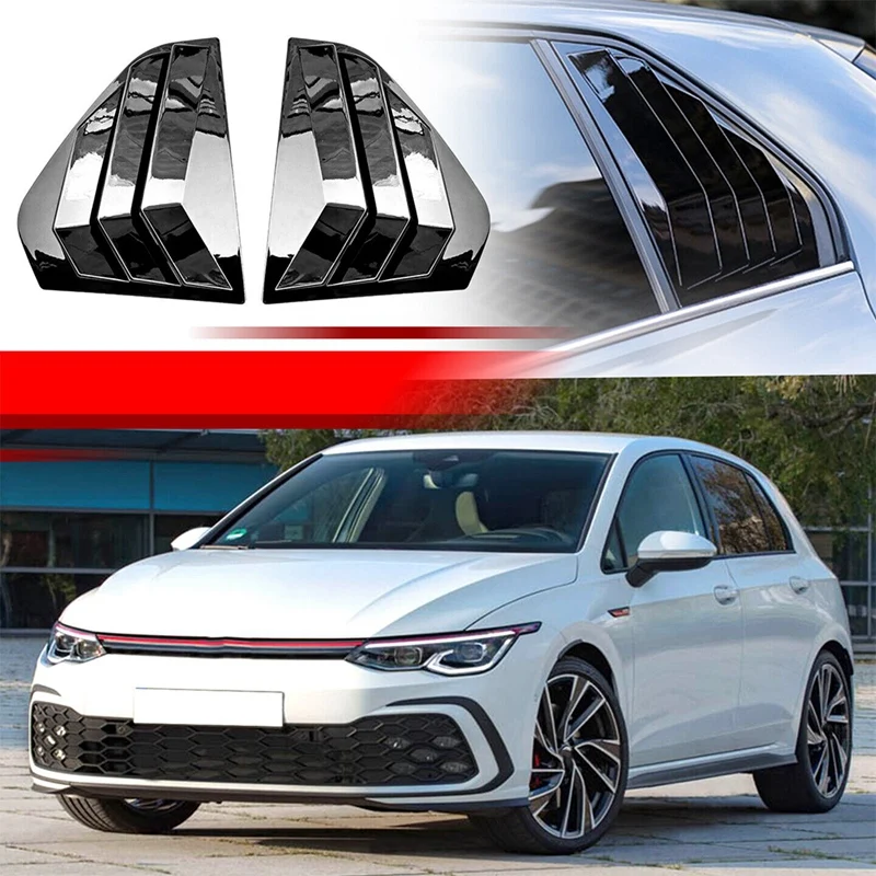 Глянцевая Черная Накладка на заднюю боковую вентиляционную решетку, четверть окна, жалюзи, накладка для Volkswagen Golf MK8 2021-2023 Запчасти 4