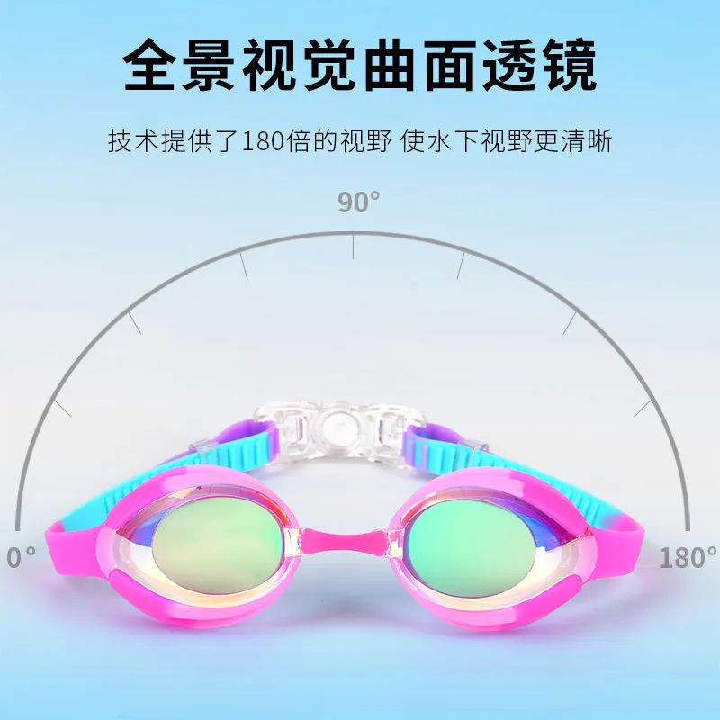 Детские очки для плавания с гальваническим покрытием, высокой четкости, водонепроницаемые, защищающие от запотевания, Удобные, закрывающие обзор при ярком свете, большие очки 2