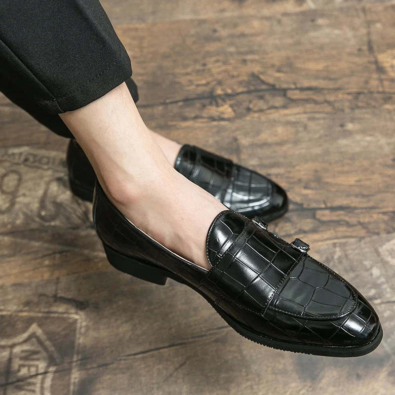 Дизайнерская брендовая черная кожаная обувь, оригинальное коричневое деловое офисное платье, европейская и американская мужская обувь Большого размера： 38-48 4