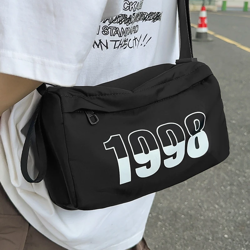 Женская черная сумка-подушка, экологичная нейлоновая ткань, женские сумки-мессенджеры среднего размера с принтом 1998 года, женская сумка для отдыха 2