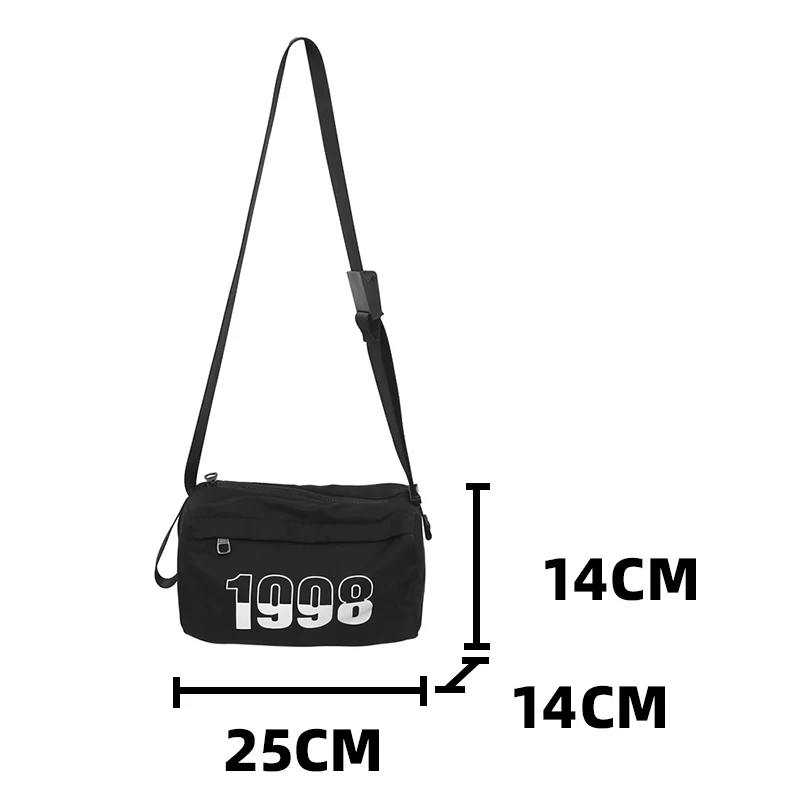 Женская черная сумка-подушка, экологичная нейлоновая ткань, женские сумки-мессенджеры среднего размера с принтом 1998 года, женская сумка для отдыха 5