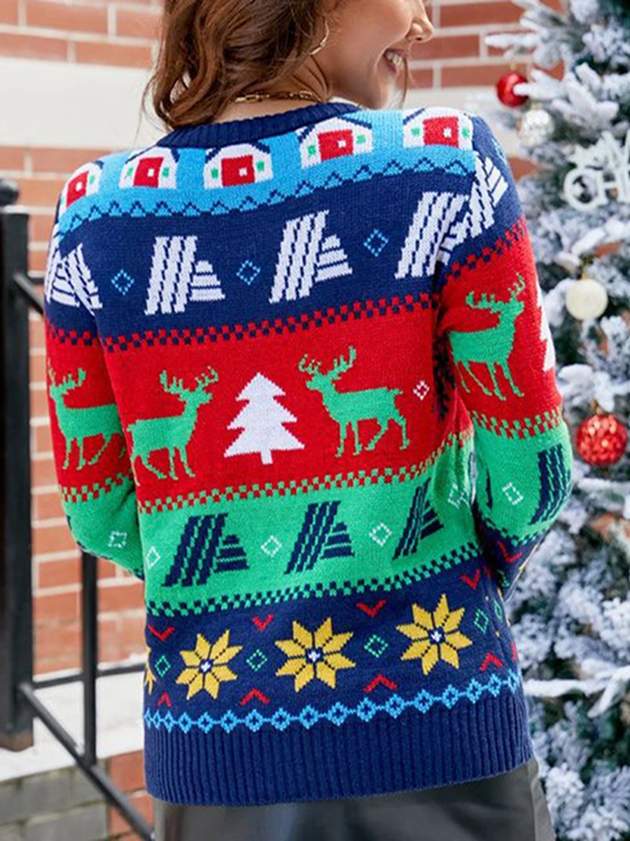 Женский уродливый рождественский свитер с забавным мультяшным принтом, вязаный пуловер с длинным рукавом, Рождественский джемпер, толстовки, топы 1