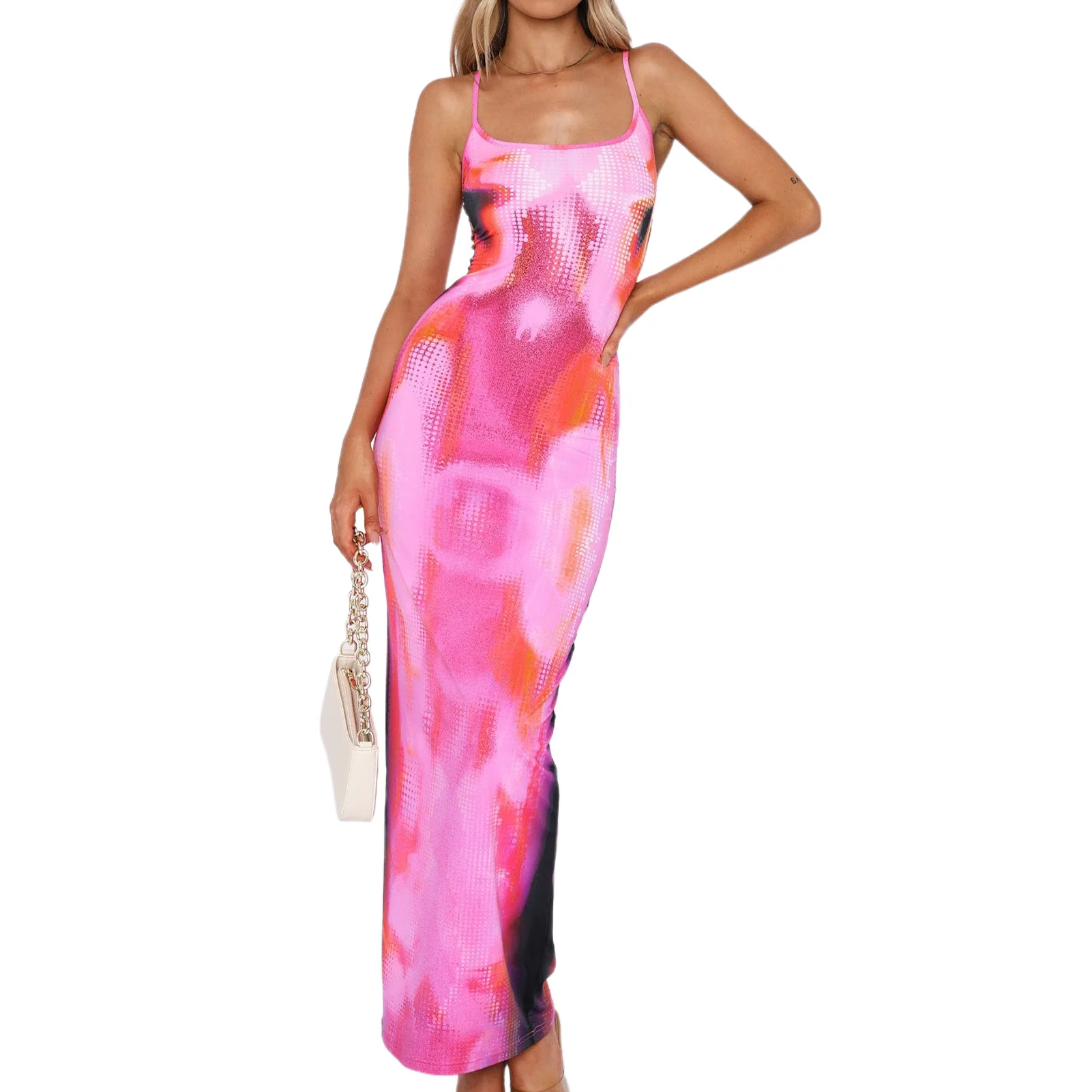 Женское платье, платья-карандаш на бретельках, приталенное длинное платье на бретельках, шикарная клубная одежда для танцев, рейв-вечеринок, одежда для косплея на Хэллоуин 4