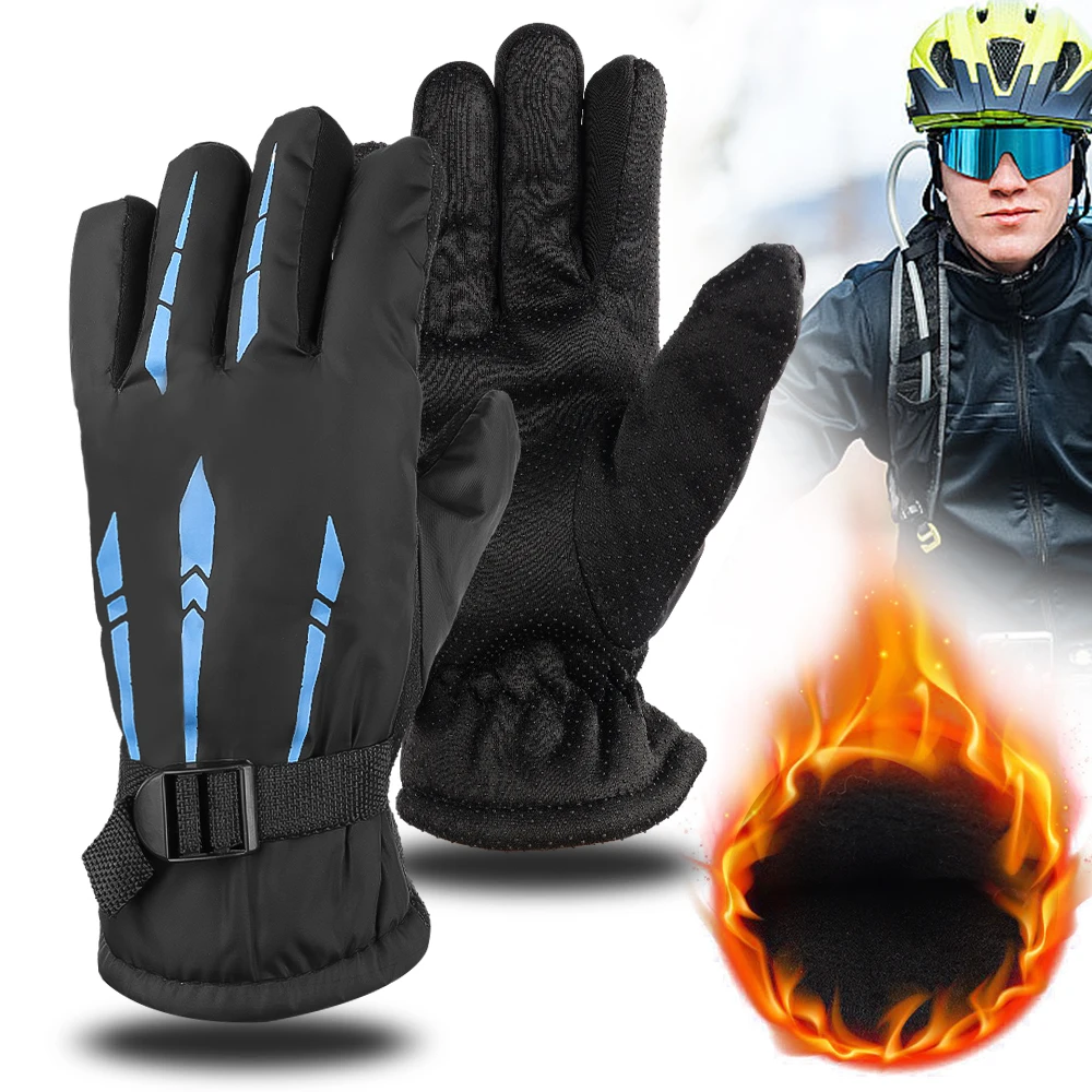 Зимние велосипедные перчатки, мужские уличные водонепроницаемые перчатки для катания на лыжах, пеших прогулок, мотоцикла, теплые варежки, нескользящие перчатки, Термальные спортивные перчатки 1