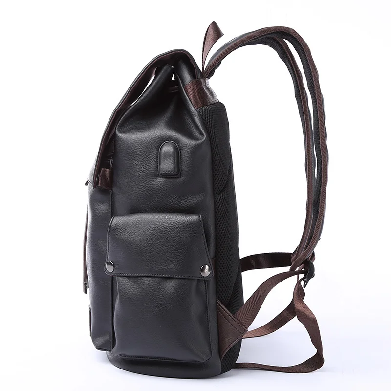 Известный бренд, кожаный рюкзак в школьном стиле, сумка для колледжа, простой дизайн, мужские водонепроницаемые повседневные рюкзаки Mochila 2021 1
