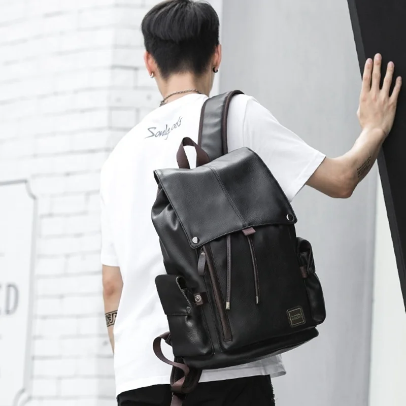 Известный бренд, кожаный рюкзак в школьном стиле, сумка для колледжа, простой дизайн, мужские водонепроницаемые повседневные рюкзаки Mochila 2021 5