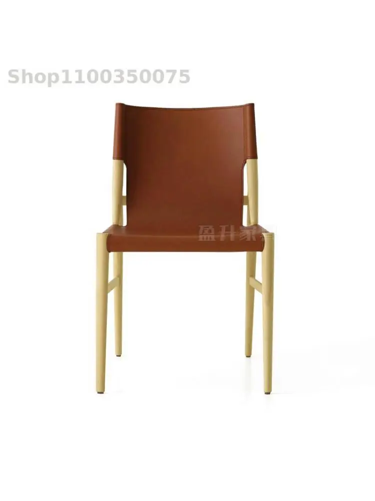 Изготовленное на заказ седло из массива Дерева Кожаное Обеденное кресло Итальянский минималистичный дизайнер Nordic Leisure Creative Hotel Home Light Luxury 2