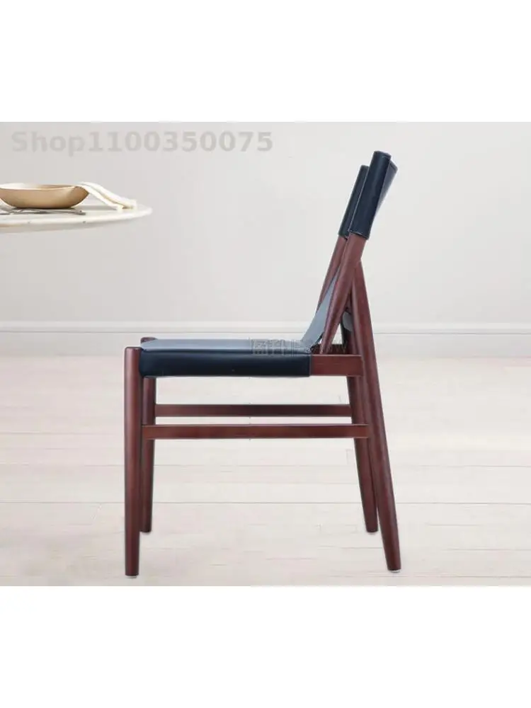 Изготовленное на заказ седло из массива Дерева Кожаное Обеденное кресло Итальянский минималистичный дизайнер Nordic Leisure Creative Hotel Home Light Luxury 5