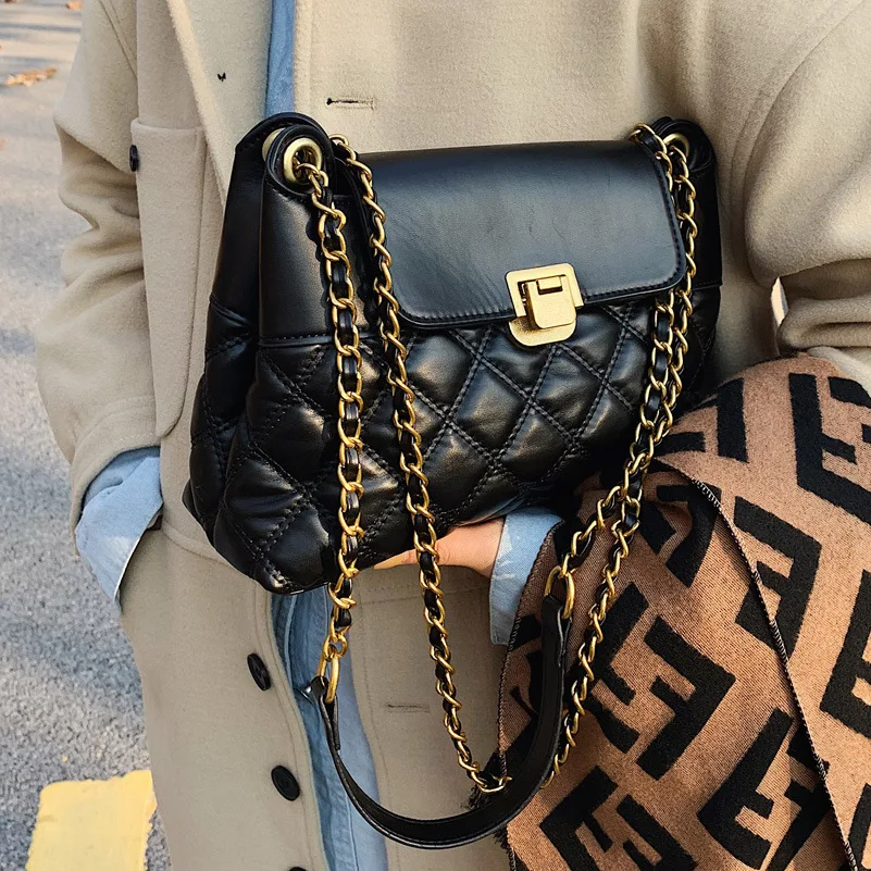 Качественная Женская модная сумка через плечо, Мягкая кожаная сумка на цепочке в виде ромба, роскошный дизайн, женские сумки-мессенджеры, мобильный телефон, сумка-мессенджер 1