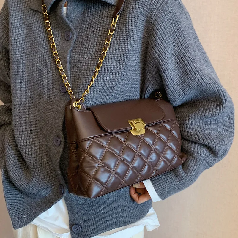 Качественная Женская модная сумка через плечо, Мягкая кожаная сумка на цепочке в виде ромба, роскошный дизайн, женские сумки-мессенджеры, мобильный телефон, сумка-мессенджер 3