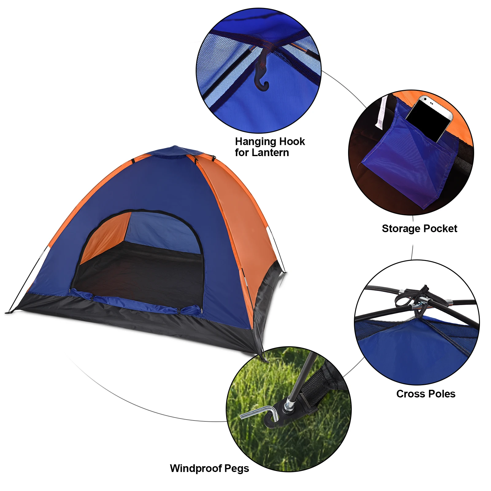 Кемпинговая палатка TOMSHOO на 3-4 человека, легкая походная палатка с дождевиком для семейного кемпинга, пеших прогулок, пляжной рыбалки. 3