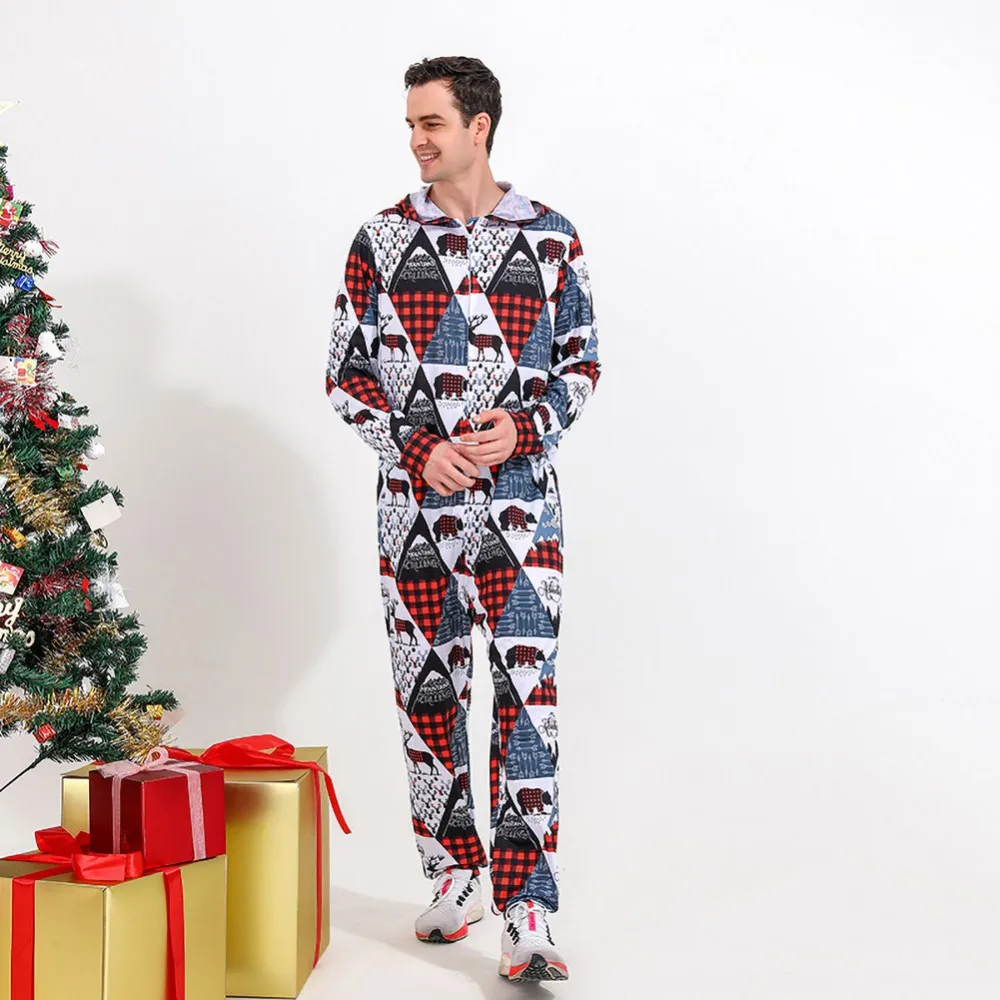 Комплект рождественской семейной одежды с рисунком Лося, пижамы в клетку с капюшоном для взрослых и детей, Семейные пижамы, Рождественский костюм 1