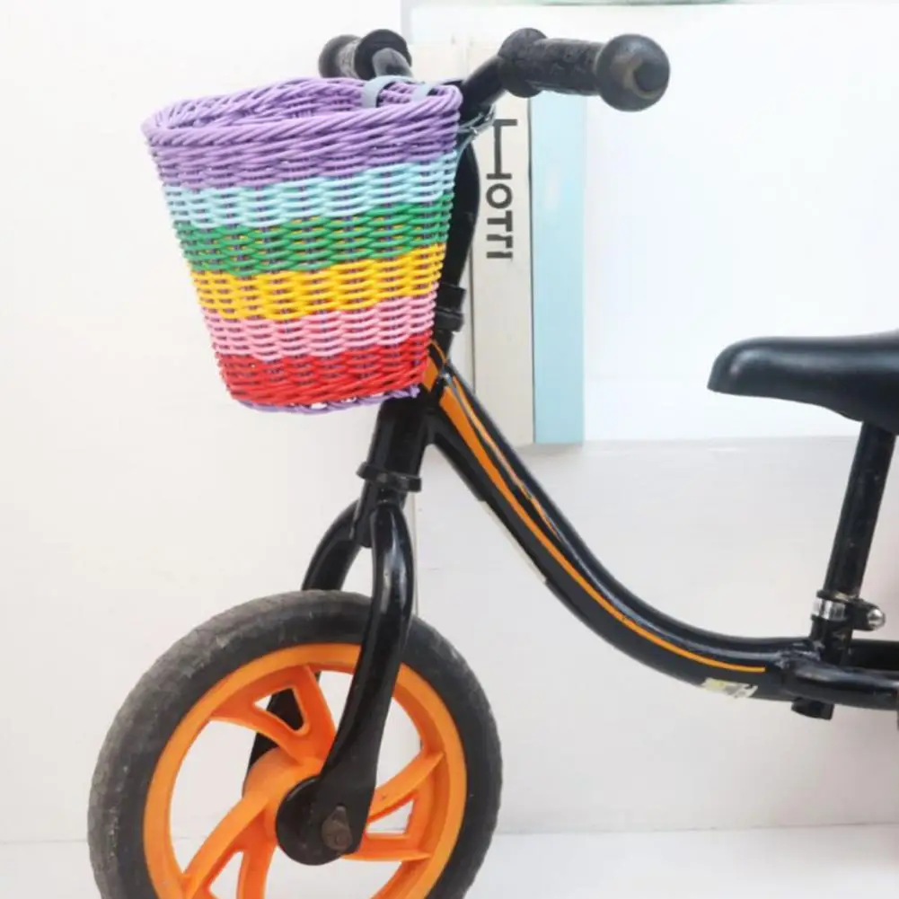 Корзина для хранения Яркая велосипедная корзина ручной работы, просторная, простая в установке Передняя корзина для детских трехколесных велосипедов, стильный велосипед 2