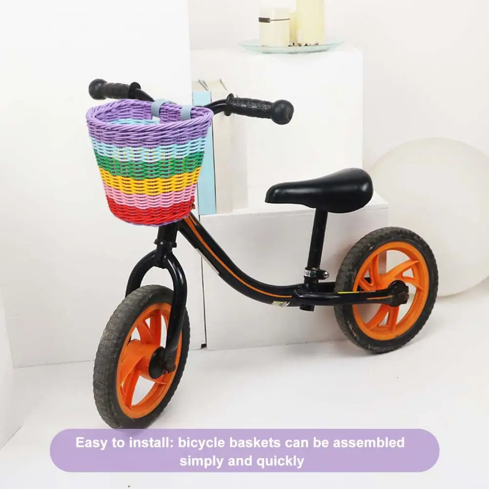 Корзина для хранения Яркая велосипедная корзина ручной работы, просторная, простая в установке Передняя корзина для детских трехколесных велосипедов, стильный велосипед 3