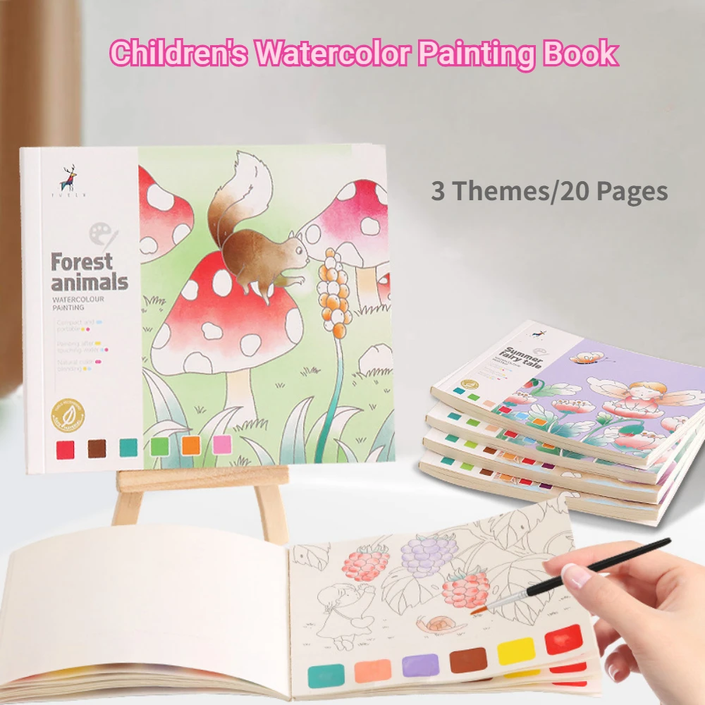 Креативная книга для рисования акварелью, Детская сказка, Животные, Цветы, Гуашь, Граффити, обучающие игрушки для детей, подарки 0