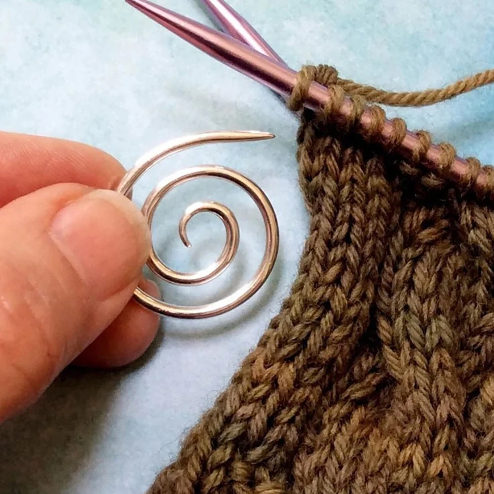 Круглая спиральная кабельная игла, вязальная игла, держатель для стежка для плетения шали 3