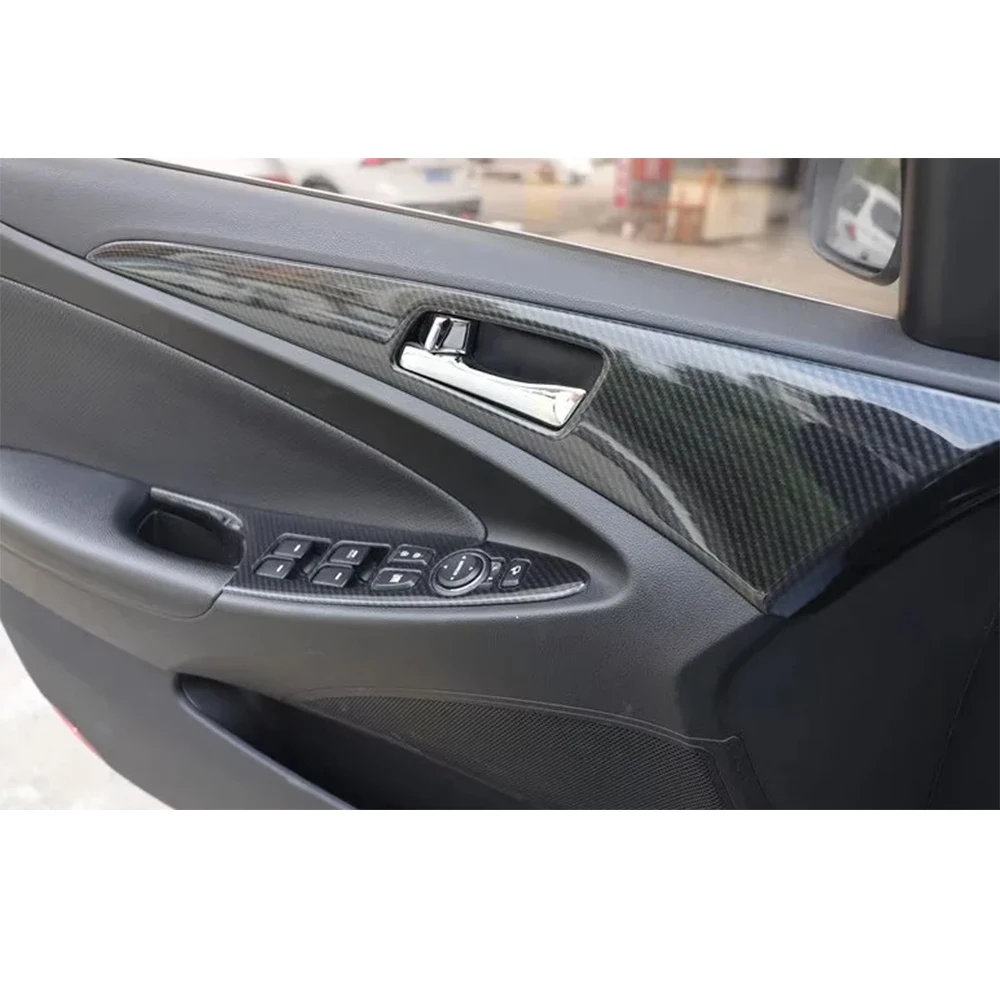 Крышка переключателя стеклоподъемника двери автомобиля, наклейки из АБС-пластика для Hyundai Sonata 8th 2011-2015, Дизайн интерьера с левым рулем 4