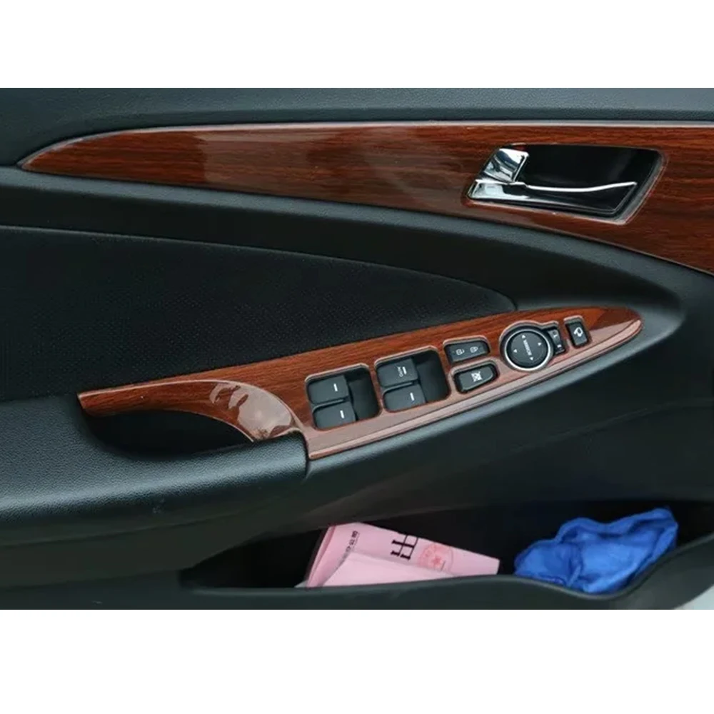 Крышка переключателя стеклоподъемника двери автомобиля, наклейки из АБС-пластика для Hyundai Sonata 8th 2011-2015, Дизайн интерьера с левым рулем 5