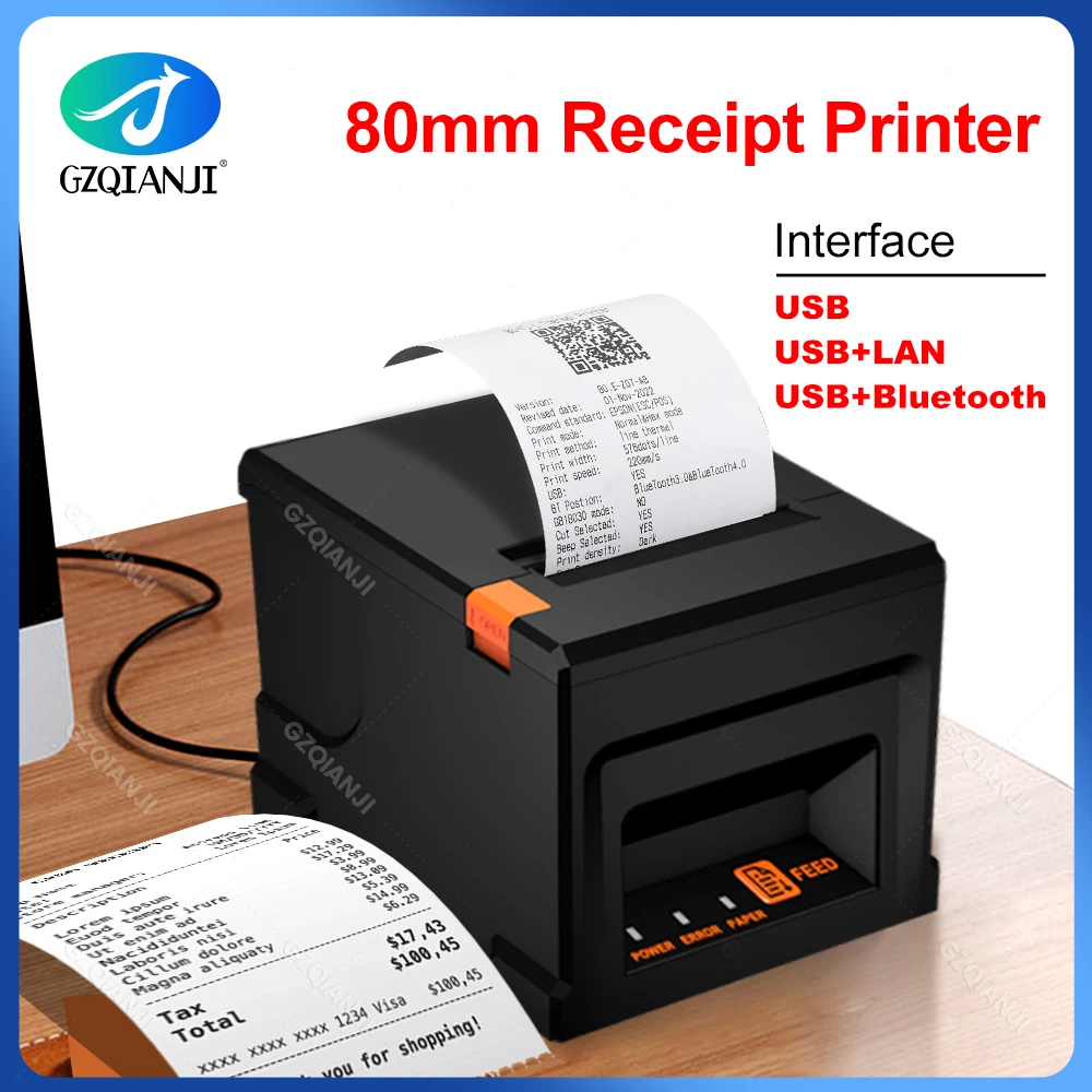 Кухонный чековый термопринтер Lan Bluetooth 80 мм, печатающий денежные квитанции, многофункциональные машины для малого бизнеса и настенного 0