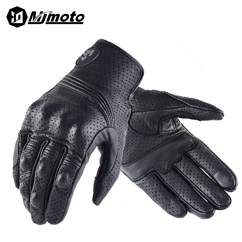 Летние мотоциклетные перчатки, винтажные кожаные велосипедные перчатки, мужские и женские перчатки для мотокросса с перфорацией, перчатки для мотокросса, аксессуары для мотоциклов 0