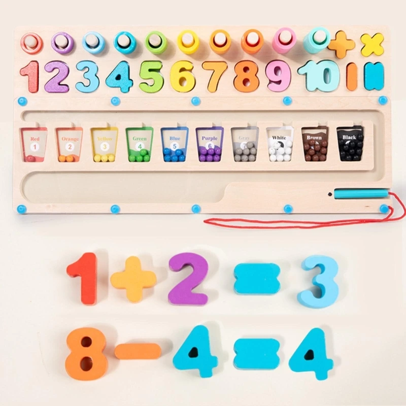 Магнитная доска-головоломка, сортирующая игрушку для детского сада, обучающая игрушка для управления ручкой, Лабиринт из бусин, совпадающий по цвету и номеру, Детская математическая игрушка 0