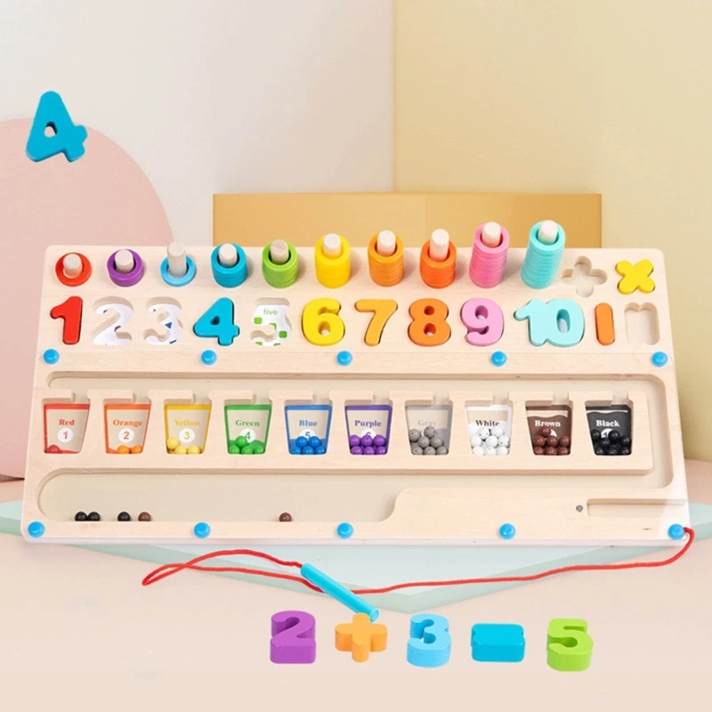 Магнитная доска-головоломка, сортирующая игрушку для детского сада, обучающая игрушка для управления ручкой, Лабиринт из бусин, совпадающий по цвету и номеру, Детская математическая игрушка 1