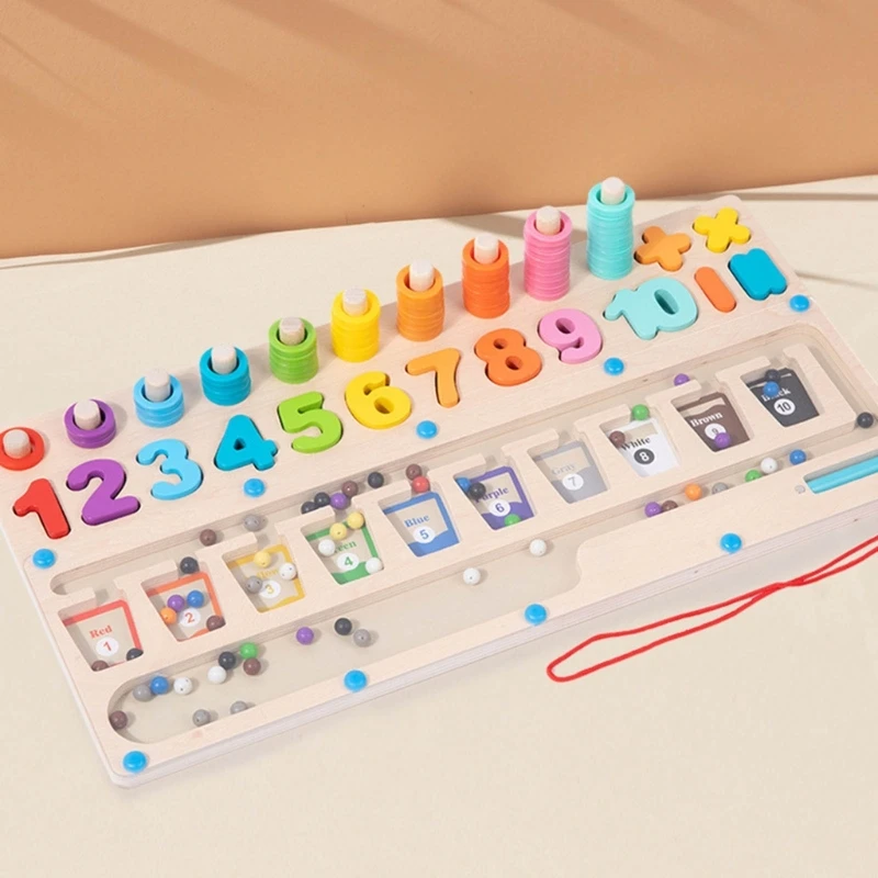 Магнитная доска-головоломка, сортирующая игрушку для детского сада, обучающая игрушка для управления ручкой, Лабиринт из бусин, совпадающий по цвету и номеру, Детская математическая игрушка 2