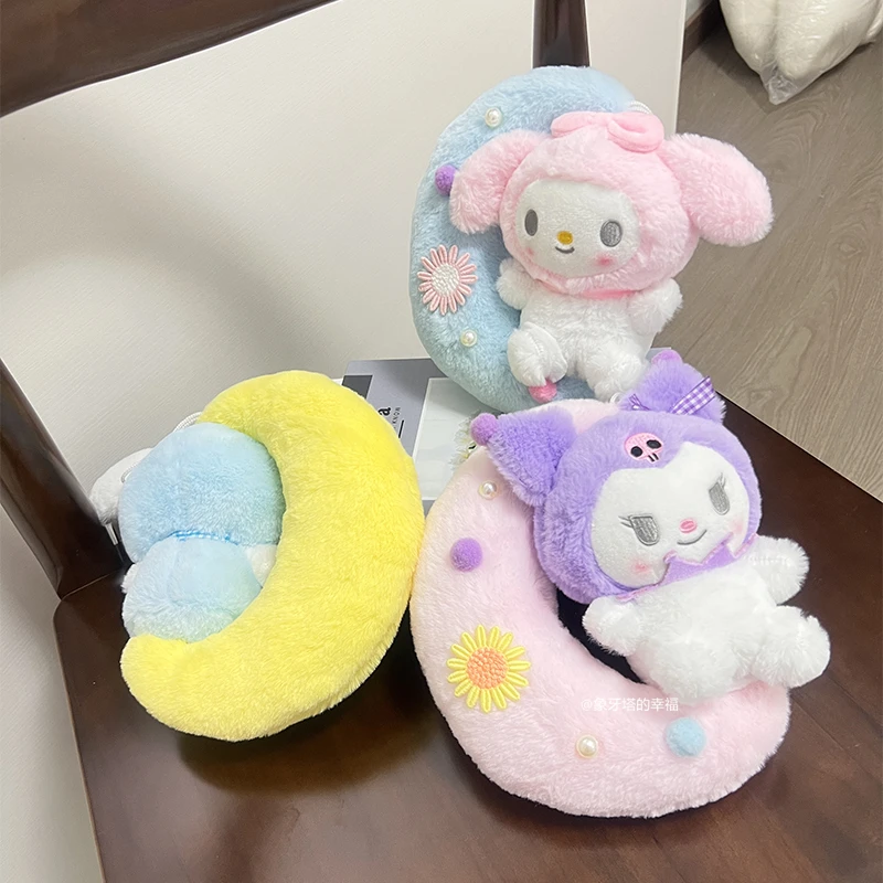 Милая спящая плюшевая игрушка Kuromi My Melody Kawaii в японском стиле, кукла Cinnamoroll, сидящая на Луне, Рождественские подарки для девочки 1