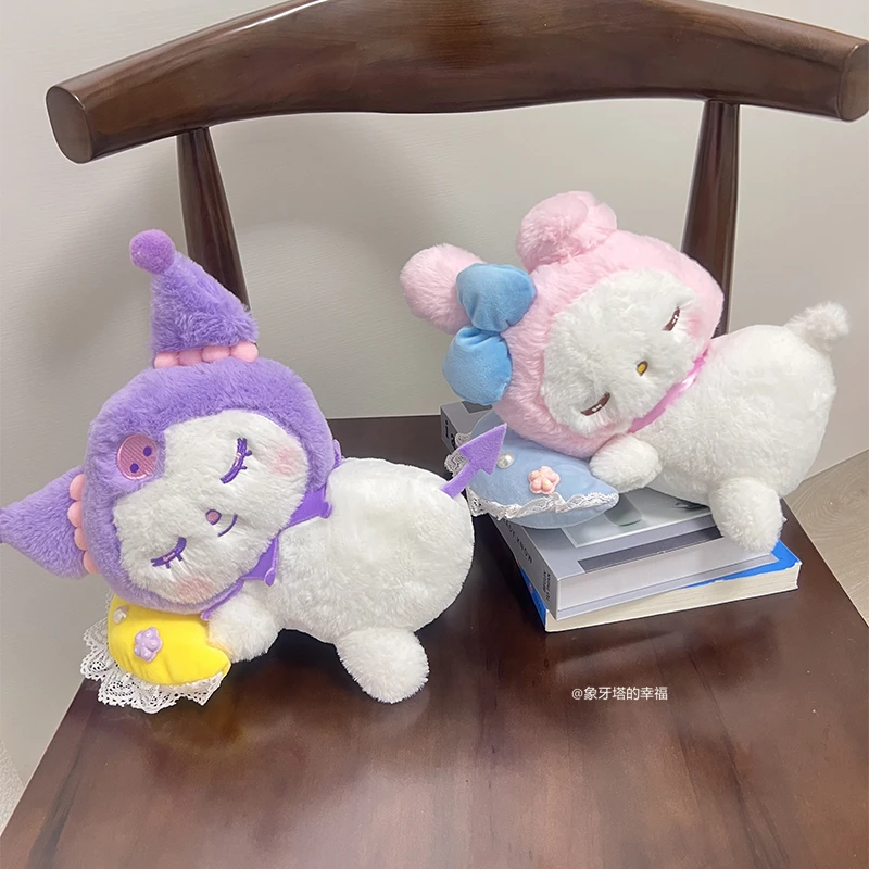 Милая спящая плюшевая игрушка Kuromi My Melody Kawaii в японском стиле, кукла Cinnamoroll, сидящая на Луне, Рождественские подарки для девочки 2
