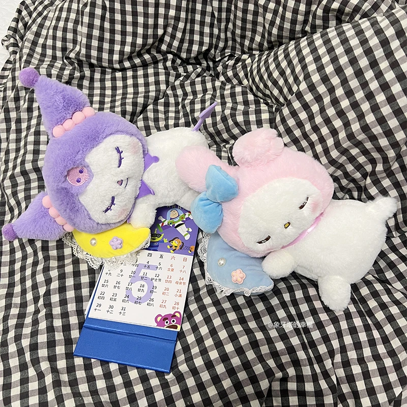 Милая спящая плюшевая игрушка Kuromi My Melody Kawaii в японском стиле, кукла Cinnamoroll, сидящая на Луне, Рождественские подарки для девочки 5