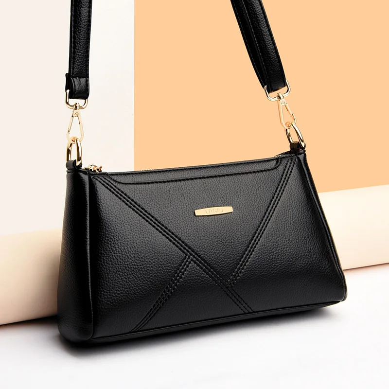 Модная повседневная однотонная сумка, высококачественные кожаные сумки через плечо на одно плечо для женщин, роскошные дизайнерские кошельки и сумки 1