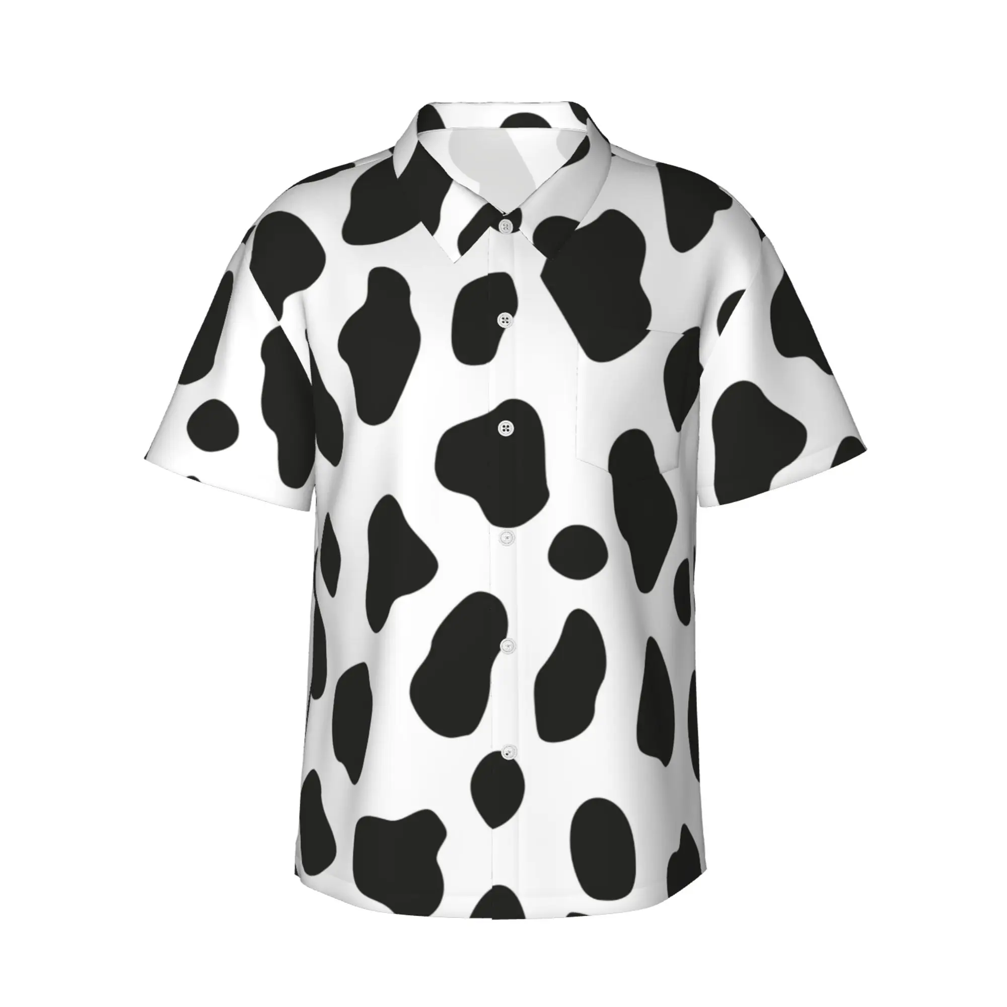 Мужские повседневные гавайские рубашки из коровьей кожи, пляжные рубашки на пуговицах с коротким рукавом, рубашки с тропическим цветочным рисунком 0