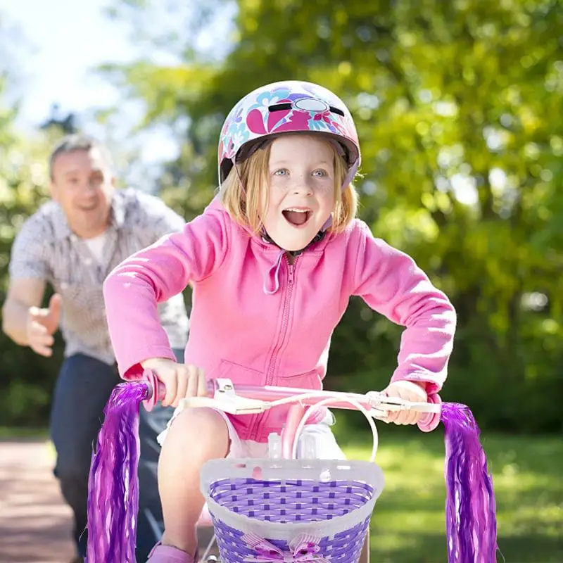 Набор детских велосипедных корзин Для мальчиков и девочек, корзина для велосипедов с ручками на руле и кисточками, Серпантин, аксессуары для велосипедов Двухцветные 3