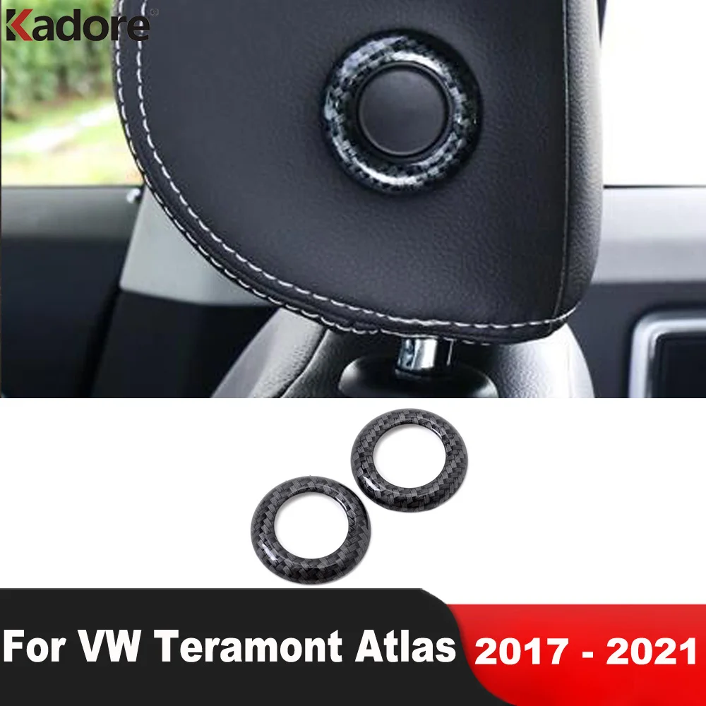 Накладка кнопки регулировки подголовника автокресла Для Volkswagen VW Teramont Atlas 2017-2021 Аксессуары для интерьера из углеродного волокна 0