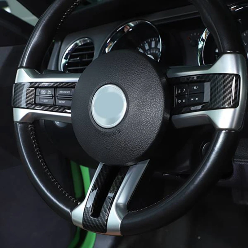Наклейка комплекта декоративной отделки крышки рулевого колеса из углеродного волокна ABS Подходит для Ford Mustang 2009 2010 2011 2012 2013 2