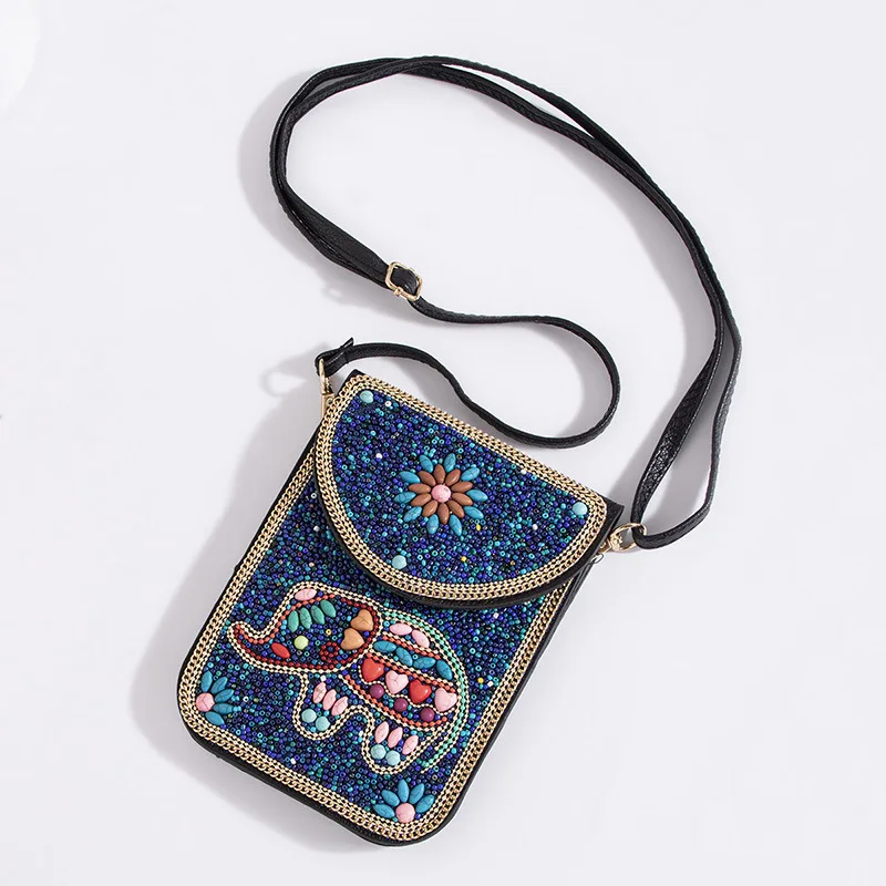 Новый женский кошелек, сумка ручной работы в этническом стиле, Ракушки, Бирюзовые бусины, Каменная Декоративная Роскошная Дизайнерская сумка, женская Квадратная сумка 0