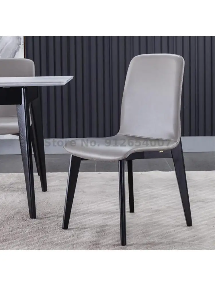 Обеденный стул из массива дерева в скандинавском стиле, домашний современный минималистичный стул для маленькой квартиры, стул со спинкой, кожаное кресло для ресторана в отеле высокого класса 0